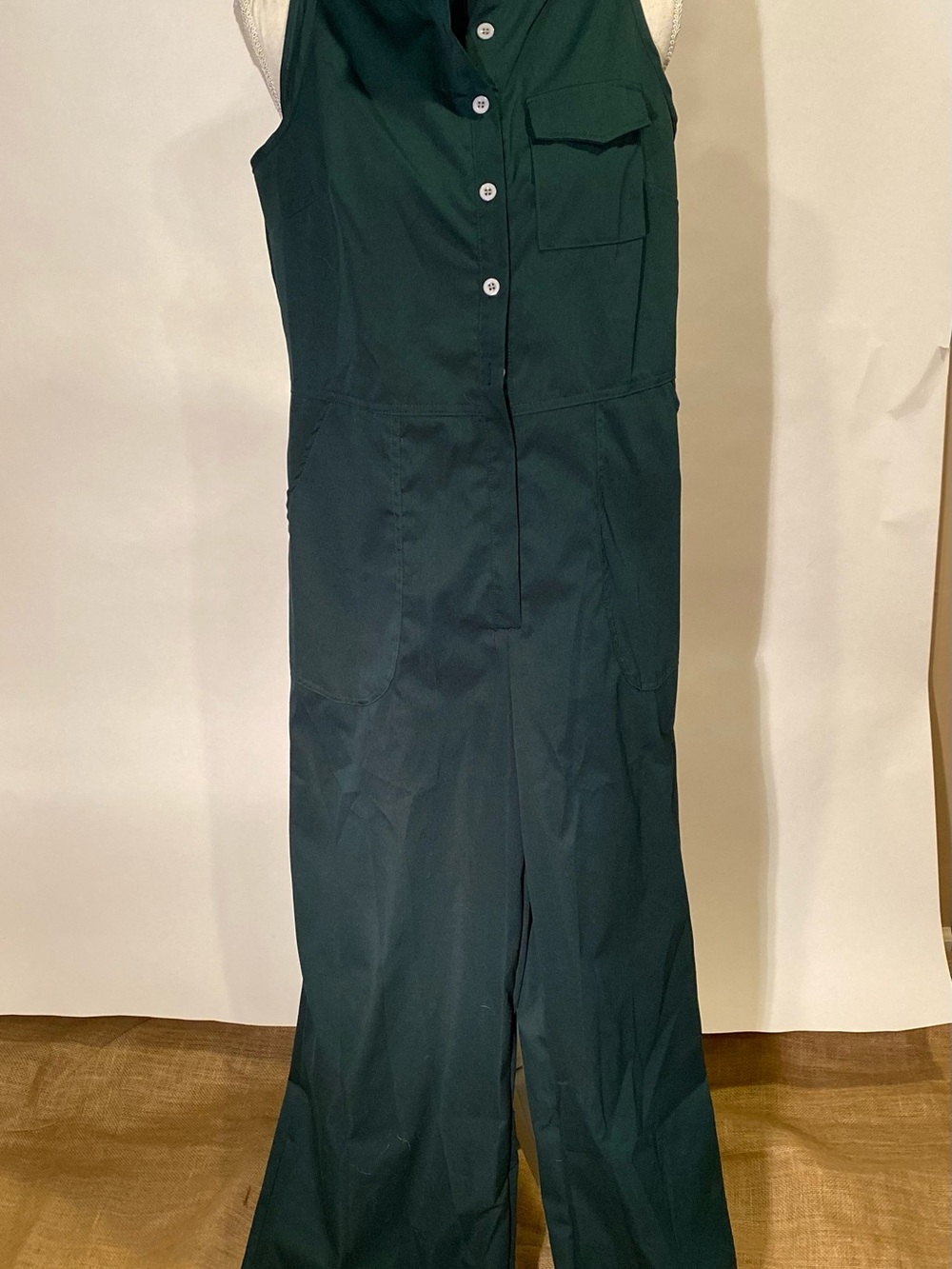Sleeveless Dark Green Utility Jumpsuit